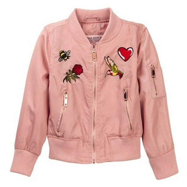 Urban Republic Little Girls Pink Star Print Weather-Resistant Flight Jacket 4-6X 